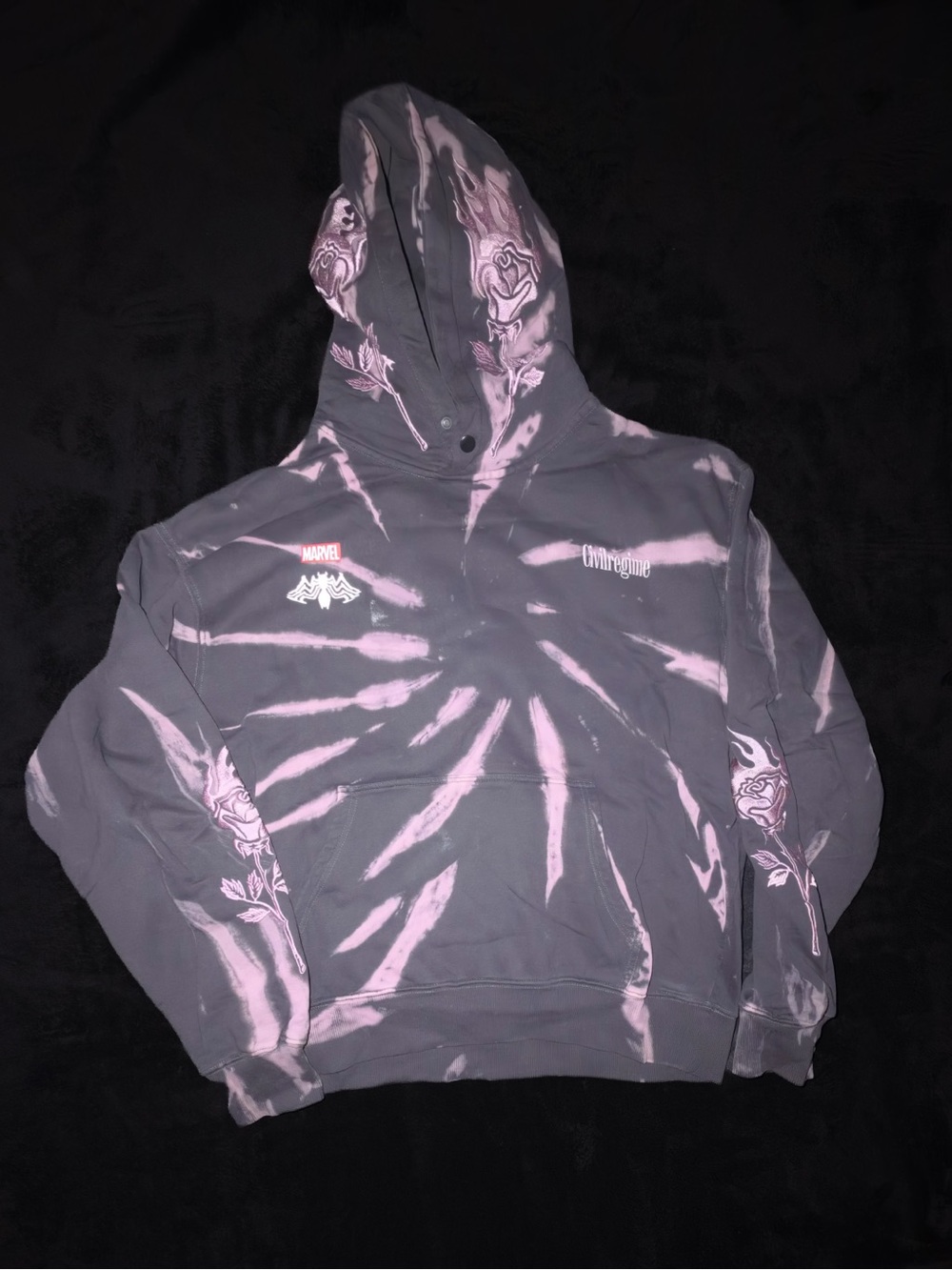Civil Regime x Marvel Venom Web of Chaos Hoodie size L